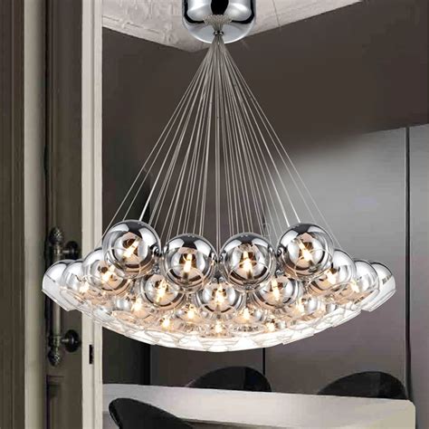 Modern Chrome Glass Balls LED Pendant Chandelier Light For Living ...