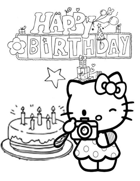 Hello Kitty Coloring Pages Happy Birthday - Coloring Home