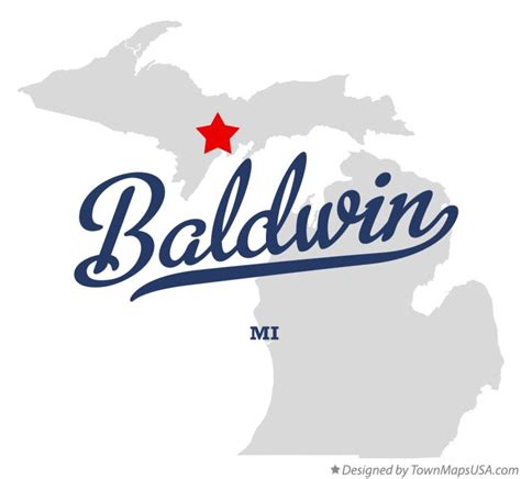 Map of Baldwin, Delta County, MI, Michigan