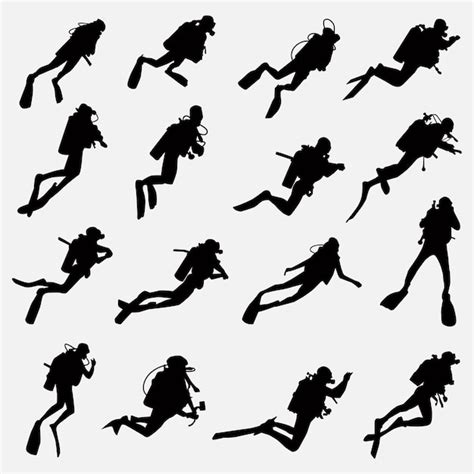 Premium Vector | Scuba Diving Vector Silhouettes