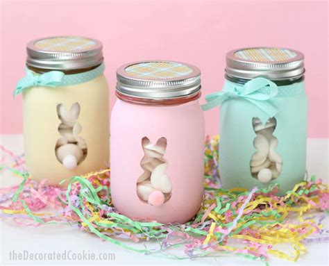 Easter bunny mason jars are a cute, DIY Easter decor idea.