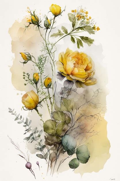 Premium AI Image | A watercolor painting of flowers and a painted egg.