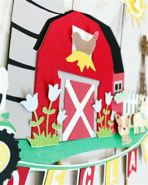 Tractor and Barn Cake Topper Barnyard Birthday Decorations - Etsy