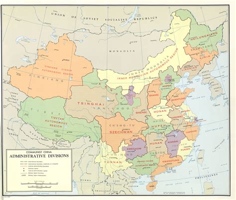 Large scale detailed administrative divisions map of Communist China ...