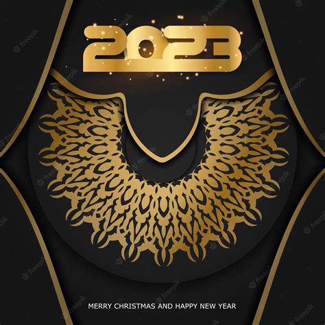 Premium Vector | Happy new year 2023 holiday card black and gold color