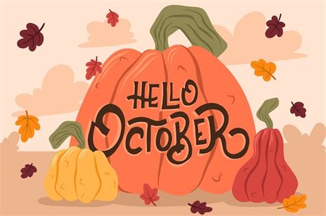 Free Vector | Flat hello october background for autumn