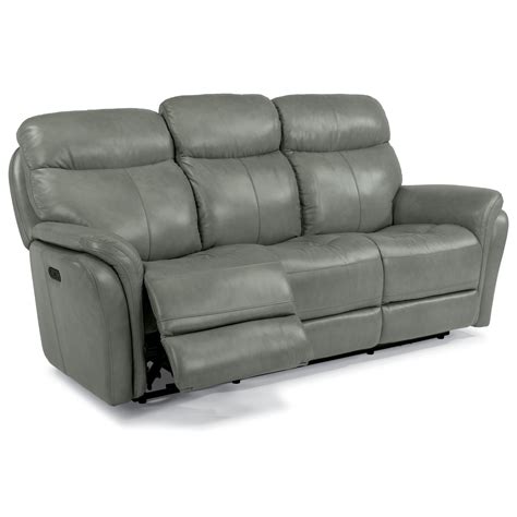 Emmett Power Reclining Auburn Leather Sofa Walker Furniture Las Vegas