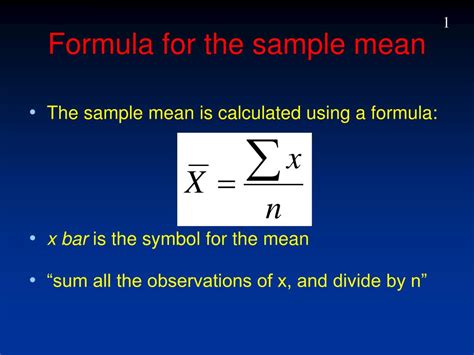 PPT - Formula for the sample mean PowerPoint Presentation - ID:225670