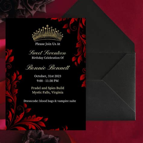 Birthday Invitation Template, Digital Vampire Invitation, Dinner Party ...