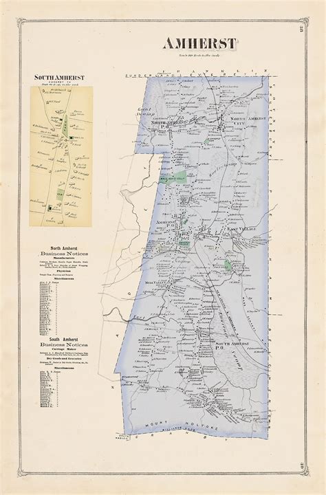 AMHERST, Massachusetts 1873 Map