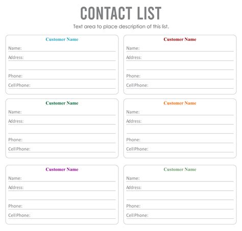 Phone Contact List Template - 10 Free PDF Printables | Printablee