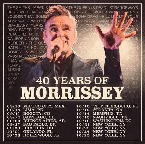 Morrissey To Conclude Fall Tour With 4 New York Shows - Pollstar News