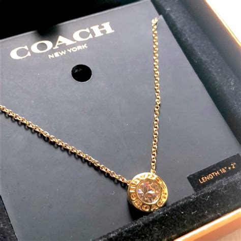 Coach | Jewelry | Coach Signature Diamond Gold Necklace | Poshmark