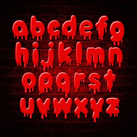 Spooky Alphabet With Blood Dripping Bloody Font Dripping Letters ...