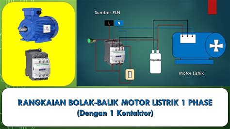 RANGKAIAN BOLAK BALIK MOTOR LISTRIK 1 PHASE (dengan kontaktor) - YouTube