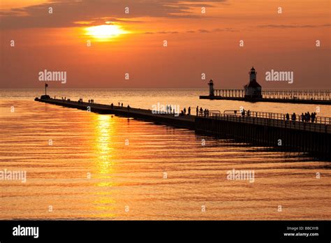 Sunset over Lake Michigan in St. Joseph, Michigan Stock Photo - Alamy