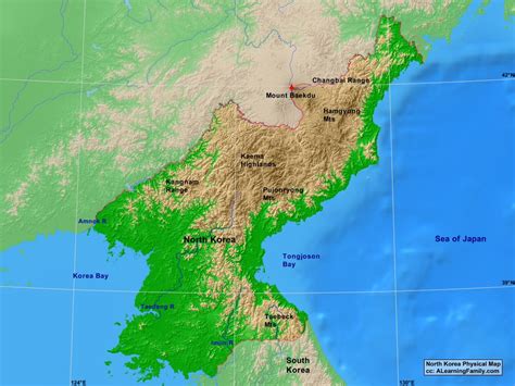 North Korea Physical Map - A Learning Family