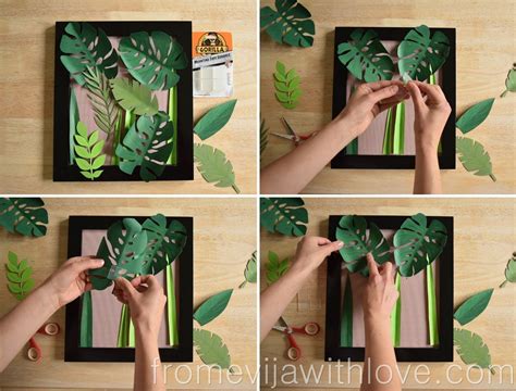 tropical leaf wall art DIY jungle art glue dots - monster lead easy ...