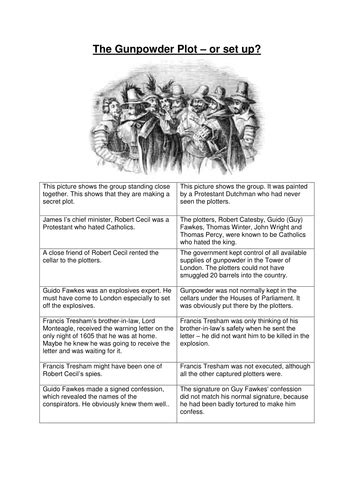 Gunpowder Plot conspiracy or not evidence | Teaching Resources