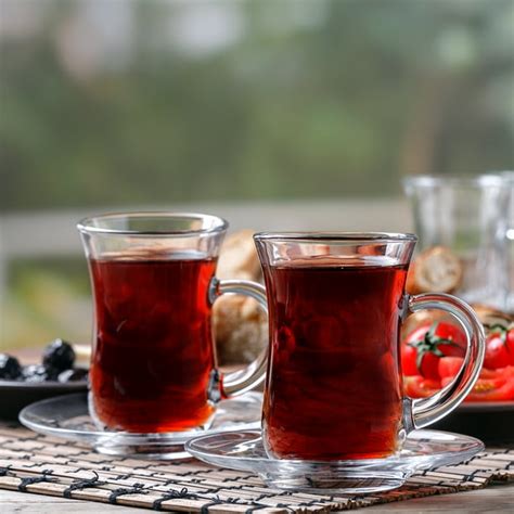 Crystalia Small Turkish Tea Set, Clear Glass Cups with Handle, 6 Cups&6 ...