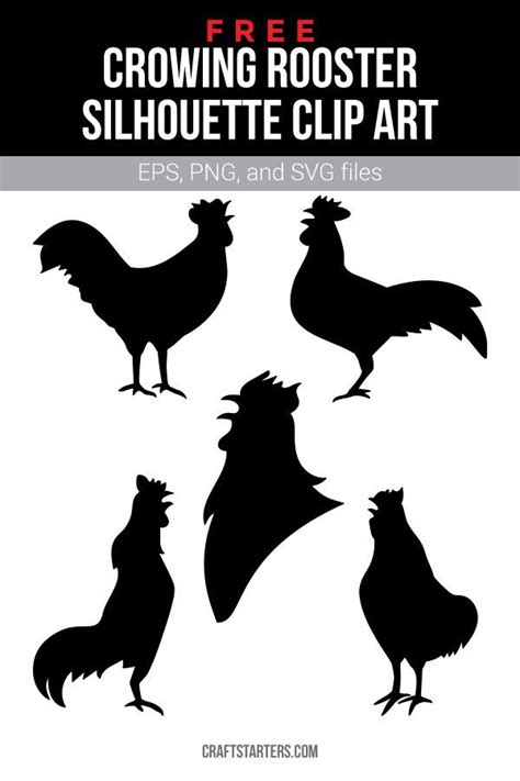 Free Crowing Rooster Silhouette Clip Art | Rooster silhouette ...