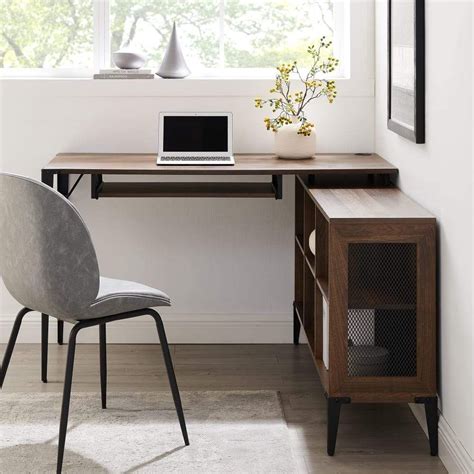 Urban Industrial L Shaped with Storage Cubbies Writing Desk in 2021 ...