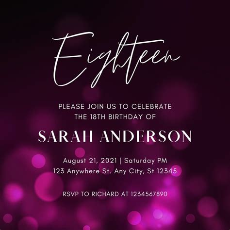 Free, printable 18th birthday invitation templates | Canva