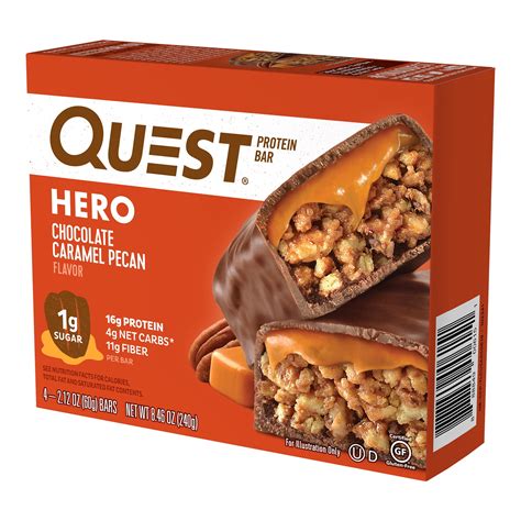 Quest Hero Chocolate Caramel Pecan Protein Bar, 2.12oz., 4 Count ...