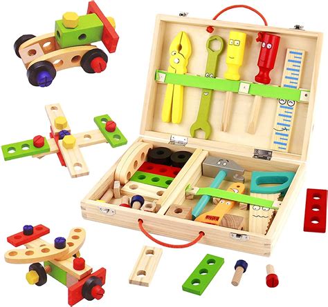 Wooden Toys Kids Tools Box Set-Wooden Builders Set Role Play | Etsy