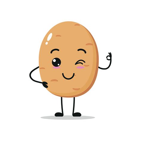 Cute happy potato character. Funny smiling and blink potato cartoon ...