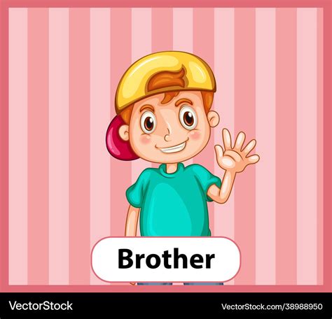 Educational english word card brother Royalty Free Vector