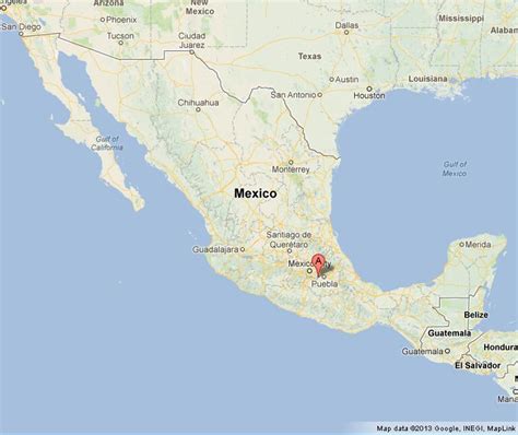 Popocatepetl on Map of Mexico