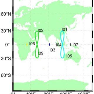 Ground tracks of eight IRNSS satellites on 13 July 2019. | Download ...