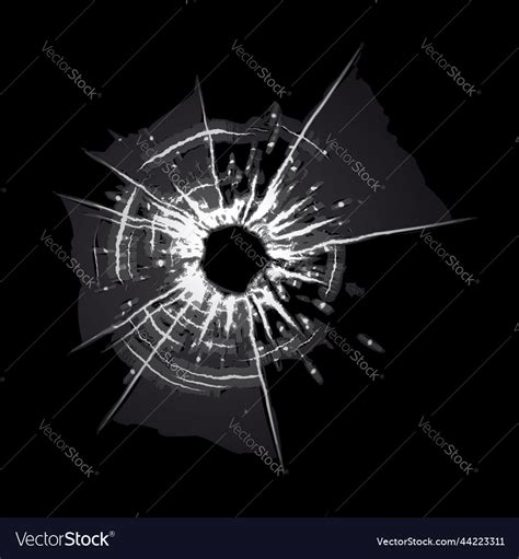 Bullet hole in glass Royalty Free Vector Image