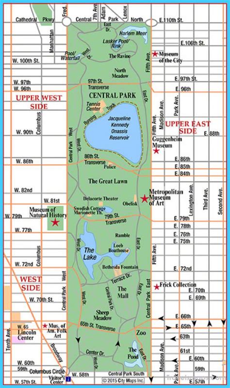 Central Park Map NYC - TravelsMaps.Com