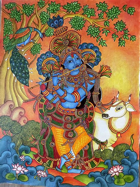 Krishna Kerala Mural Painting by Kavitha Krishnachandran - Fine Art America