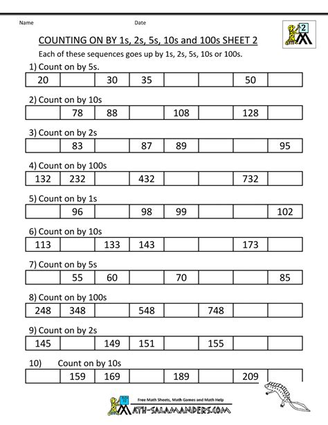 2nd Grade Counting Worksheets