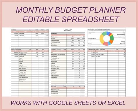 Monthly Budget Template, Budget Planner, Budget Spreadsheet, Bill ...