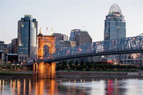 Downtown Cincinnati Skyline Roebling Bridge - Color Edition Photograph ...