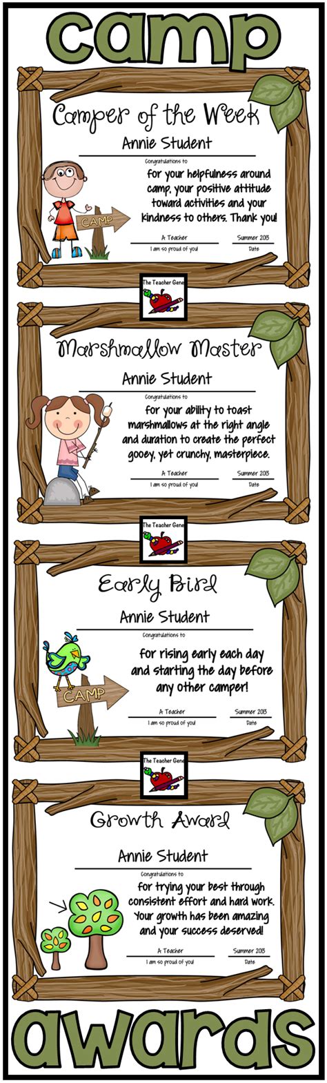 Awards Camp Awards Editable Awards | Camping theme classroom, Camping ...