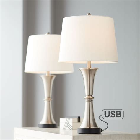 360 Lighting Modern Table Lamps Set of 2 with USB Port LED Touch On Off ...