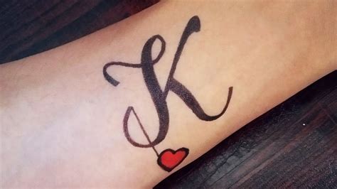 How to make letter k tattoo on hand | beautiful k letter tattoo - YouTube