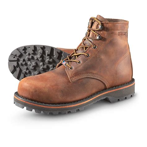 Men's Wolverine® Plainsman 6" Steel Toe EH Boots, Brown - 282648, Work ...