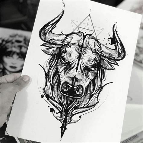 Brustkorb | Taurus tattoos, Bull skull tattoos, Bull tattoos