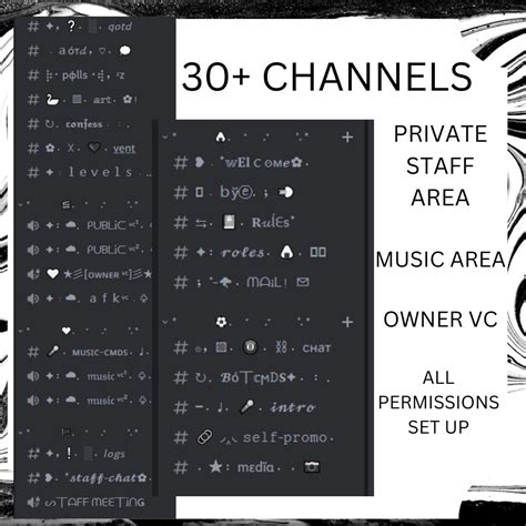 Alternative Font Discord Server Template, Cute Black and White Theme - Etsy