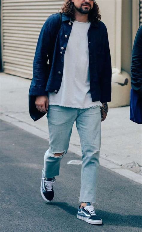 Dark Blue And Navy Winter Coat, Vans Fashion Outfits With Light Blue ...