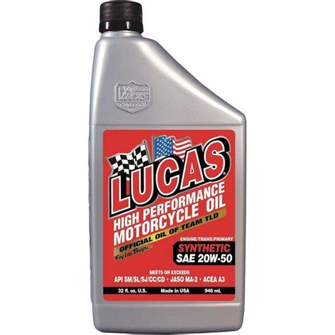 Lucas Oil Products 20W-50 Synthetic Motorcycle Engine Oil 1 Quart