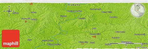 Physical Panoramic Map of Burnt Corn