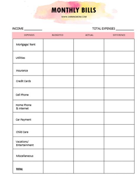 Simple monthly budget worksheet 2016 - typebpo