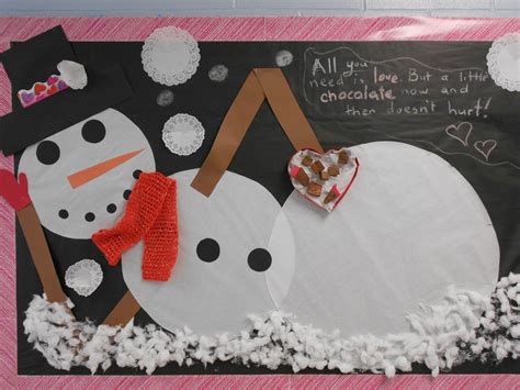 Valentine's Day snowman bulletin board | Snowman bulletin board ...